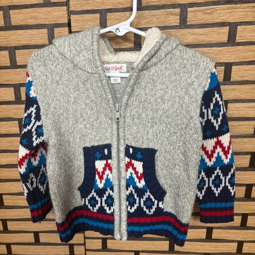 Cat &‎ Jack Gray Zip Up Sweater Jacket Size 18 Months